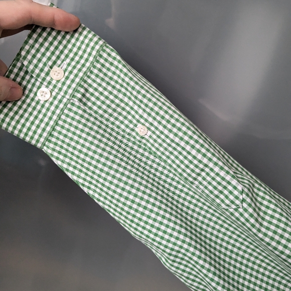 Men's Brooks Brothers Green Check Button Down Non-Iron Shirt 100% Cotton - Large - Picture 6 of 12